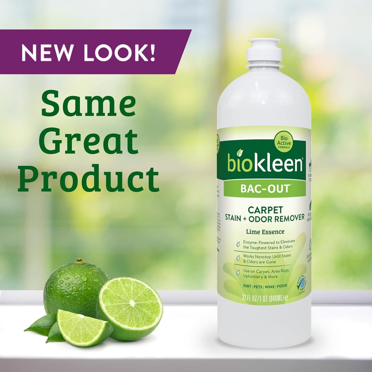 Biokleen Bac-Out Stain Remover for Clothes - 2 Pack - Enzymatic, for Laundry, Diapers, Wine, Carpets, & More, Eco-Friendly, Plant-Based, 32 Ounces