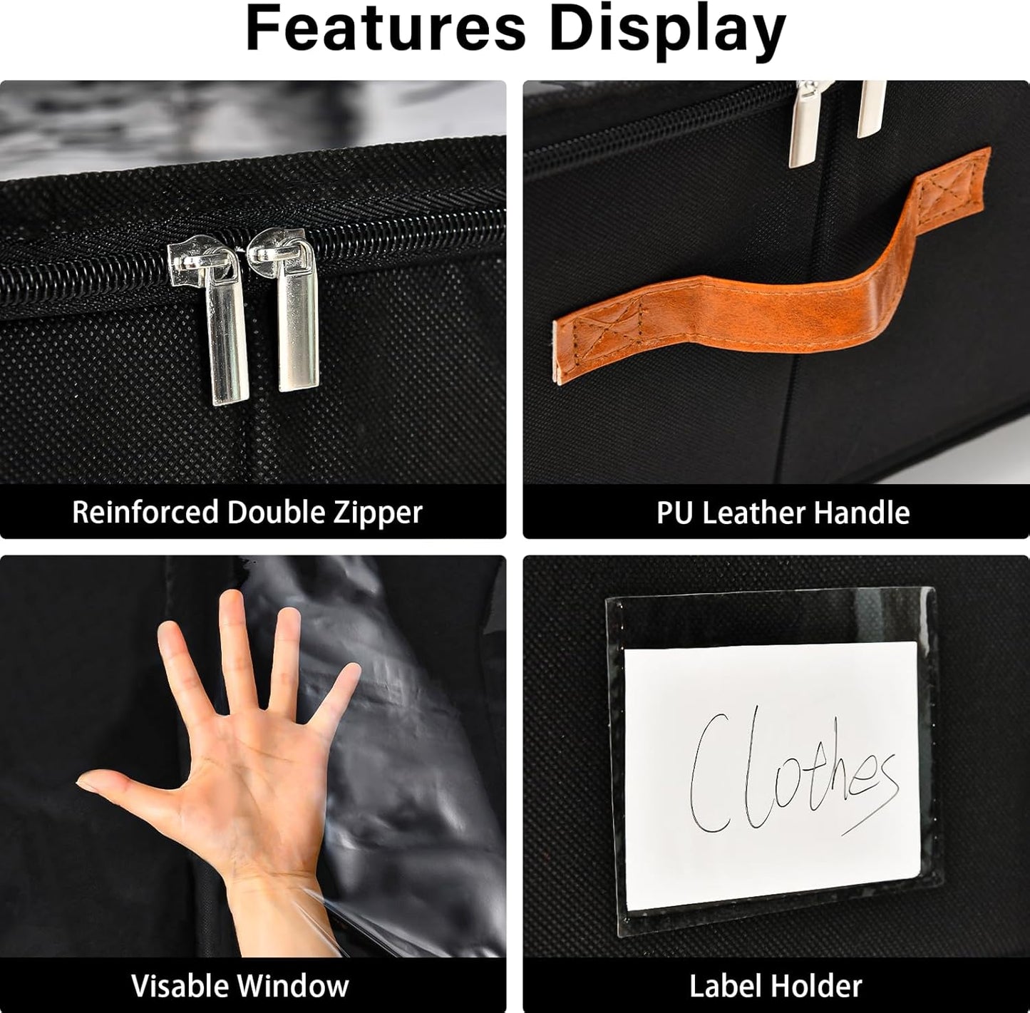 Under Bed Storage Organizer with Wheels, Underbed Container with Clear Lid Cover, Storage Bag Box with Visiable Window for Clothes, Bedsheet, Pillow, 2 Pack