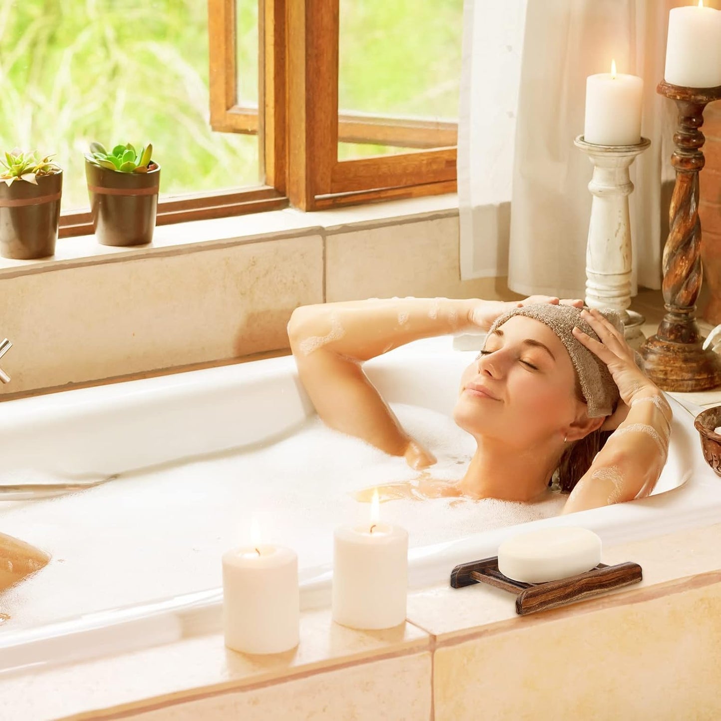 Bamboo Soap Dish Wooden Hand Craft Soap Case for Shower Rectangular Bathtub Shower Dish Accessories for Home Bathroom Kitchen Sponges(Charcoal,50 Pack)