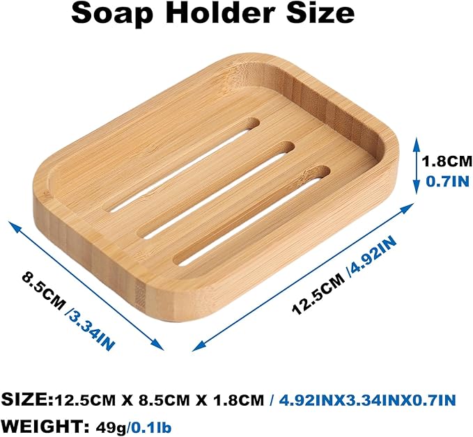 Bamboo Bar Soap Holder Wooden Soap Dish for Shower Bathroom Kitchen with Self Draining Tray