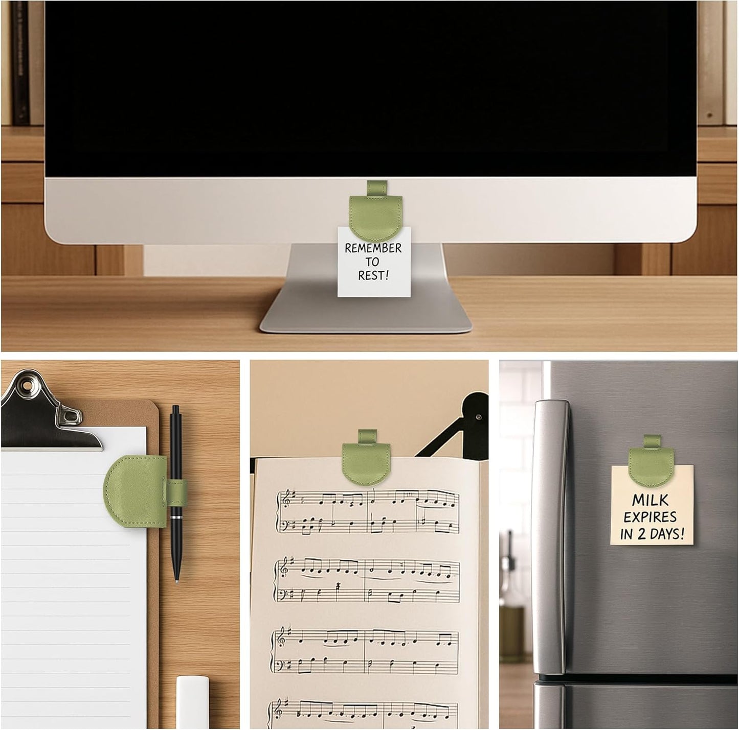 Magnetic Pen Loop Holder, Pencil Holder for Notebooks, Journals, Calendars, PU Leather 3 Pack