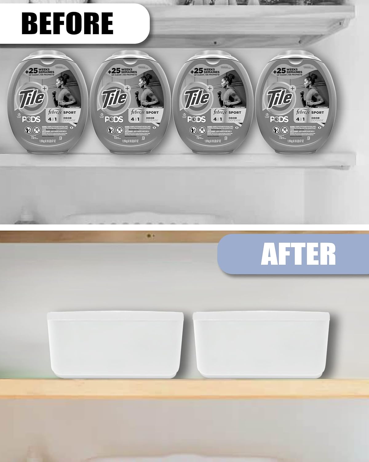 TidyFriend Laundry Pods Container with Slide Lid, 15" x 8.7" x 4.5", Airtight Storage Keeps Pods Fresh, Holds 9–10 lbs or 100–130 Pods, Laundry Detergent Container & Dishwasher Pod Holder (White)