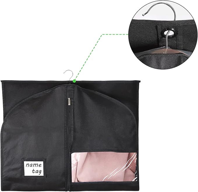 KEEGH 40" Suit Bags for Closet Storage (Set of 10) Garment Bags for Hanging Clothes, Suit Cover Bags for Suits Coats Dress with Zipper and Transparent Window, Black
