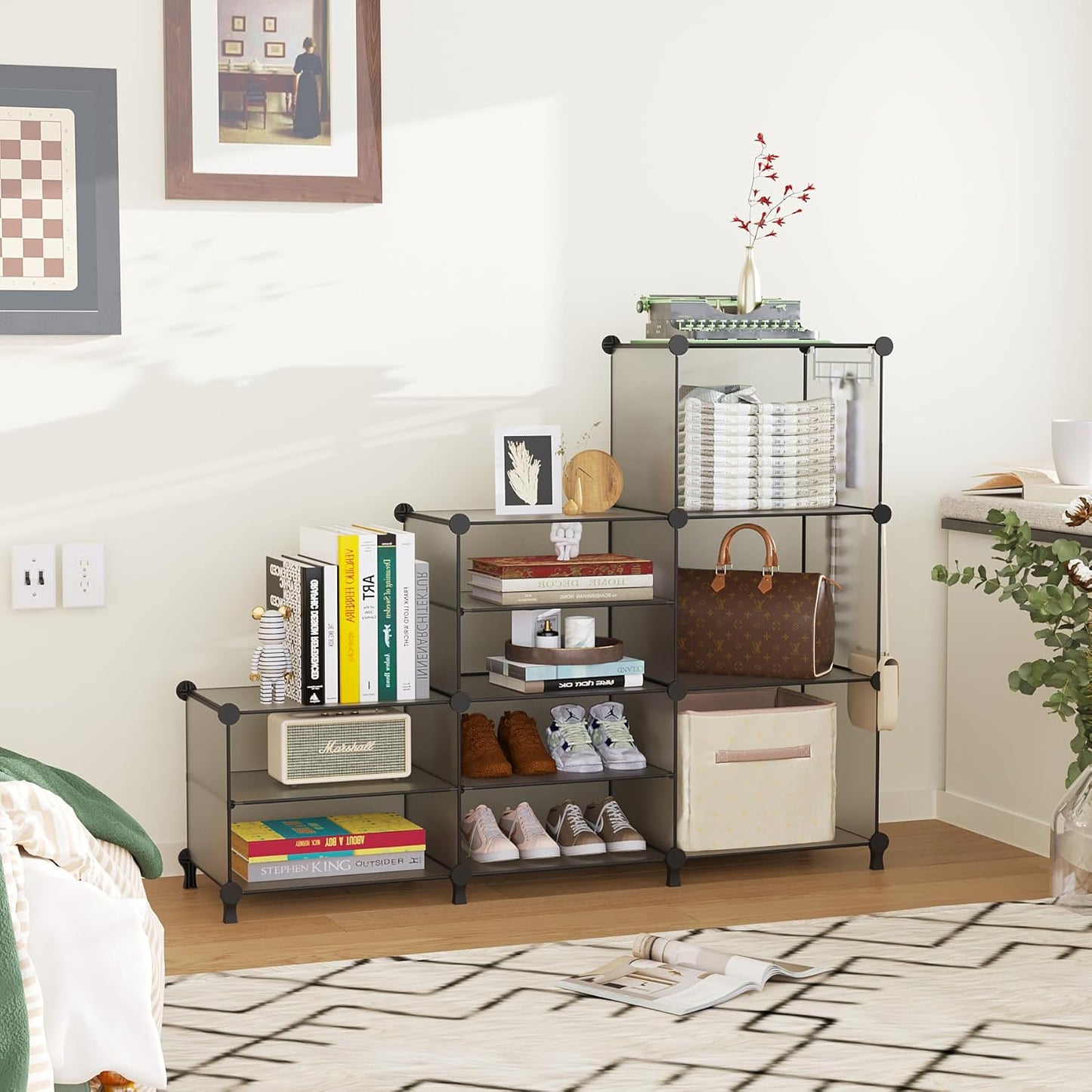 AWTATOS Closet Organizer 6 Cube Storage Shelves Portable Closet Clothes Organizers and Storage Stackable Cubby Shelving for Closet Bedroom Living Room Grey