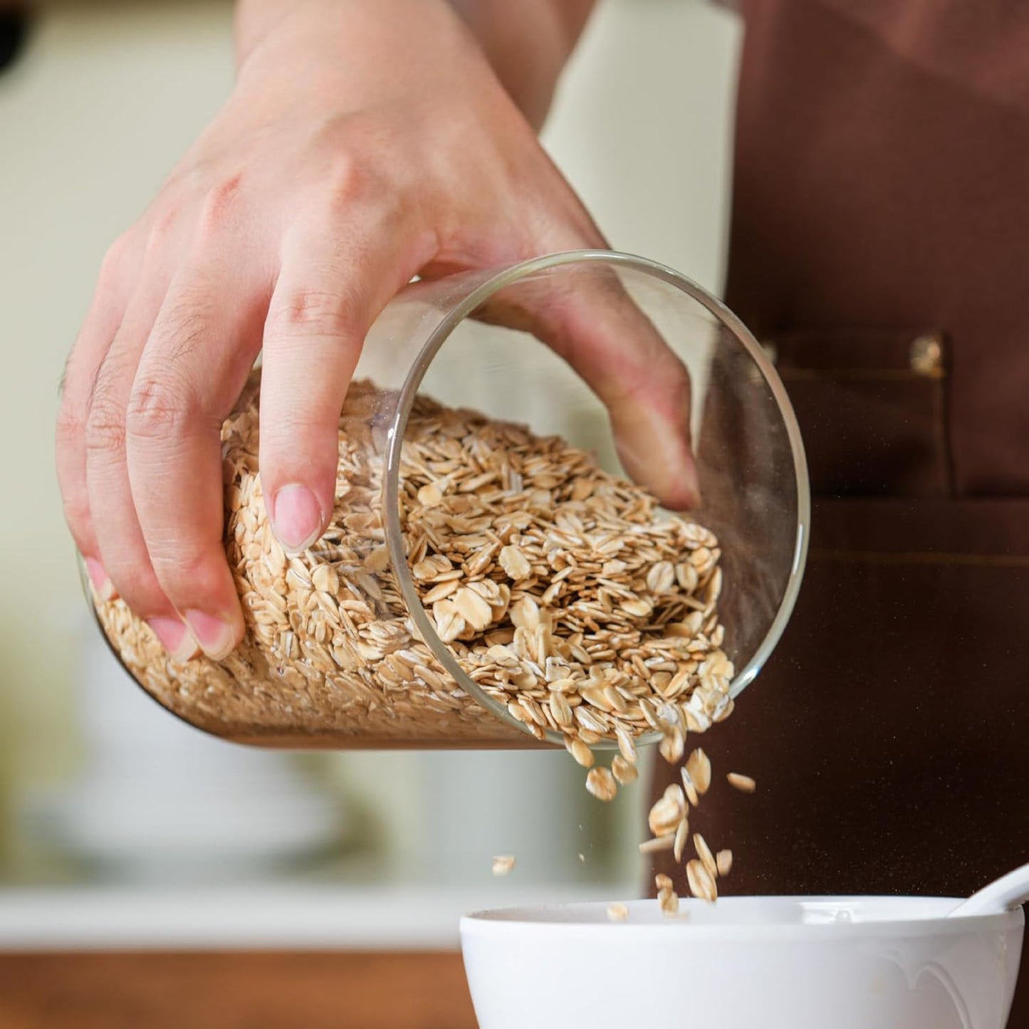 32oz Straight Cylindrical Airtight Storage Containers with Bamboo Lids Set of 6, Round Stackable Canisters, Food Jars, Pantry Organizers for Sugar, Cookies and Coffee beans (with Black Lable)