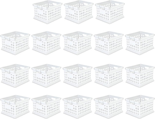 Sterilite Stackable Plastic Storage Crate Bin Organizer File Box with Handles for Home, Office, Dorm, Garage, or Utility Organization, White, 18-Pack