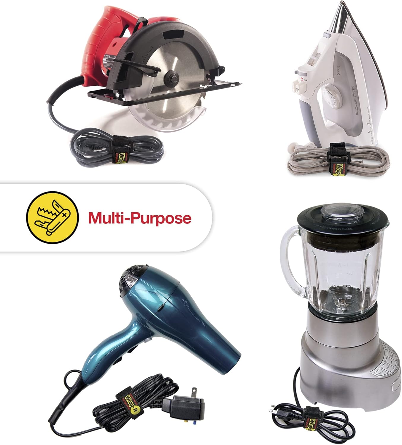 Super-Stretch Wrap-It Storage Straps, 6" (12 Pack) - Elastic Hook and Loop Cinch Straps - Extension Cord Organizer, Hose Strap, Cable Straps, Tool Strap, Cord Wrap, Cord Keeper and Cable Storage