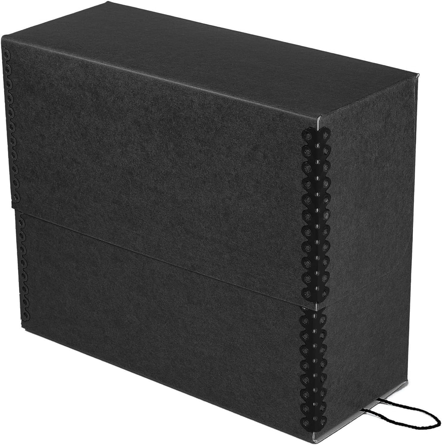 Lineco Archival Document Storage Box with Metal Edge, Acid-Free Black Boxboard, Organize and Store Files, Prints, Photos, Letter-Sized Case 12.5" x 10.5" x 5" Wide, Pack of 2