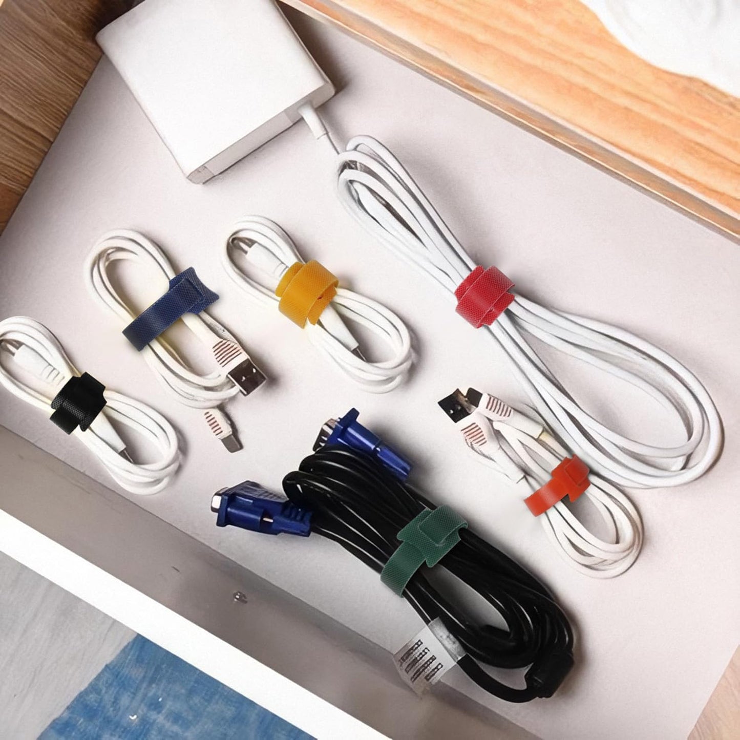 102 Pcs Cable Ties, 4+6+8+10 inch Reusable Multi-Colour Cable Ties Wire Ties Cord Organizer Cable Organizer Adjustable Cable Management for Cable Management