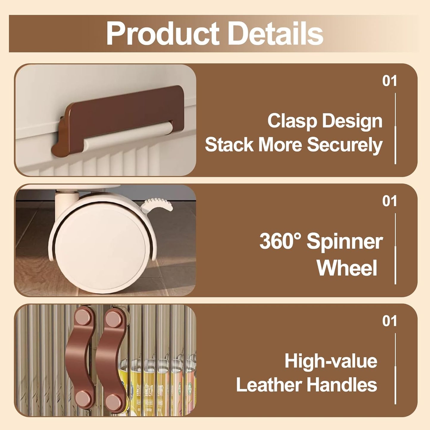 SAILUN 83Gal/335Qt Stackable Storage Bins Folding Collapsible Storage Bins with Lid, Closet Organizers and Storage, Beige 26" W x 17" D x 43.7" H