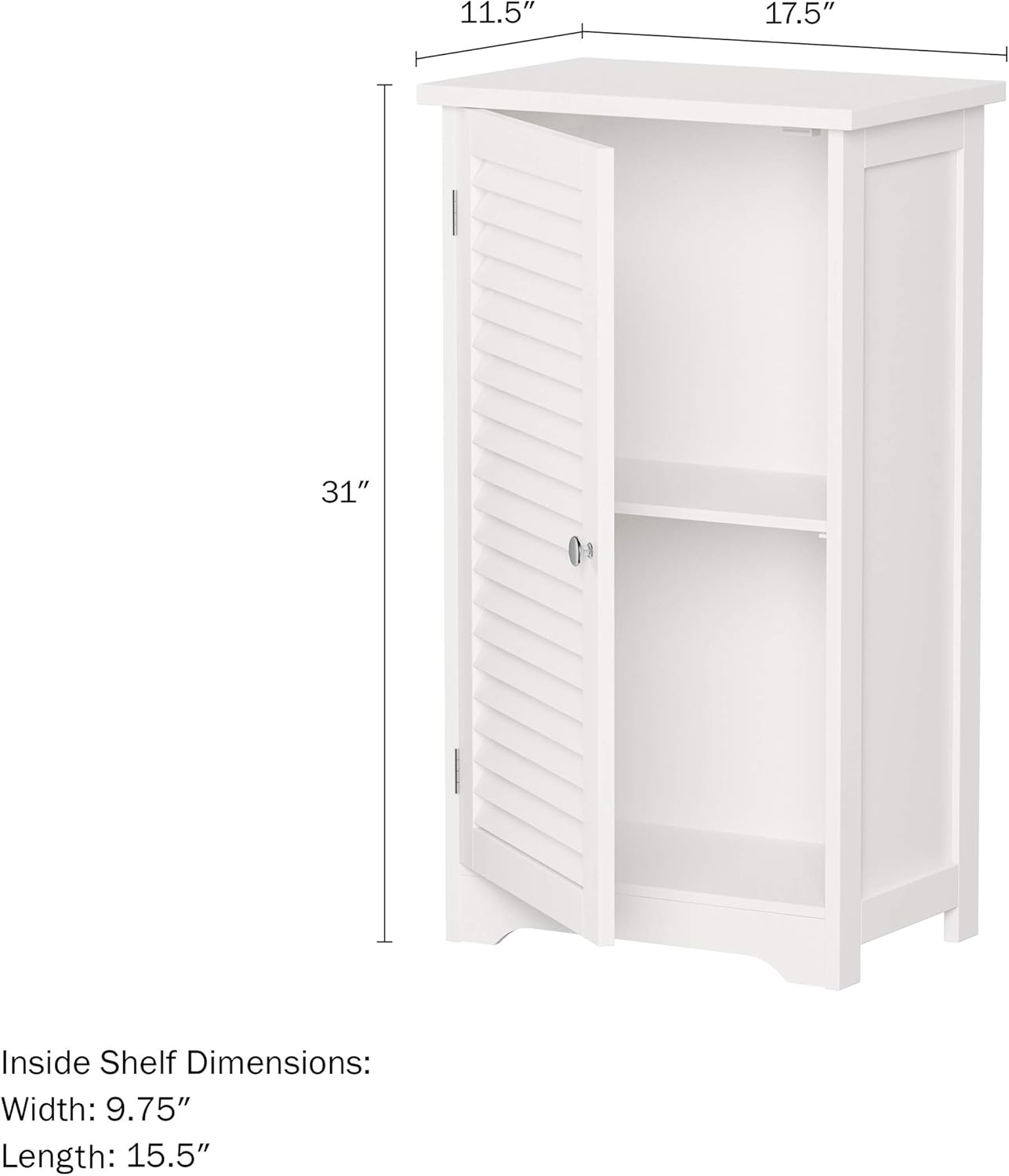 Lavish Home Bathroom Cabinet - Freestanding Storage Organizer for Towels or Laundry Room - Adjustable Shelf and Shutter Style Door (White)