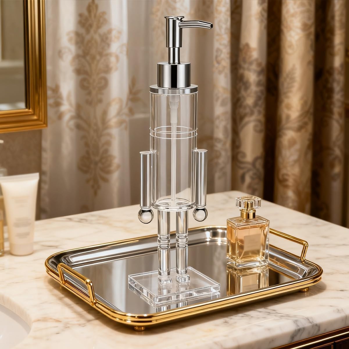 Nutcracker Soap Dispenser, 11.8" Acrylic Clear Nutcracker Soap Dispenser – Refillable Hand Pump Bottle for Bathroom, Kitchen & Countertop Decor, Perfect for Christmas Holiday (2pc)