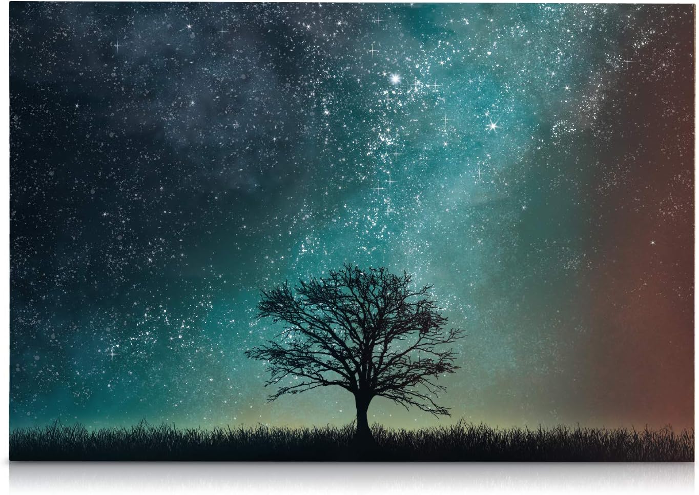 Navaris Magnetic Dry Erase Board - 16 x 24 inches Decorative White Board for Wall with Design, Includes 5 Magnets and Marker - Starry Sky and Tree
