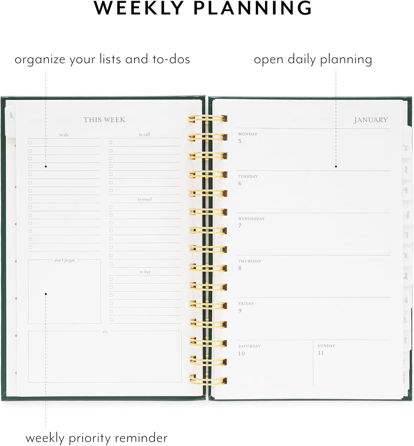 Sugar Paper 2026 Small Spiral Planner, Weekly and Monthly, January to December, 5.75" x 8.25", Calendar for Women, Matte Paper Hardcover, Spiral Bound, Pocket for Storage, 12 Month, Blush