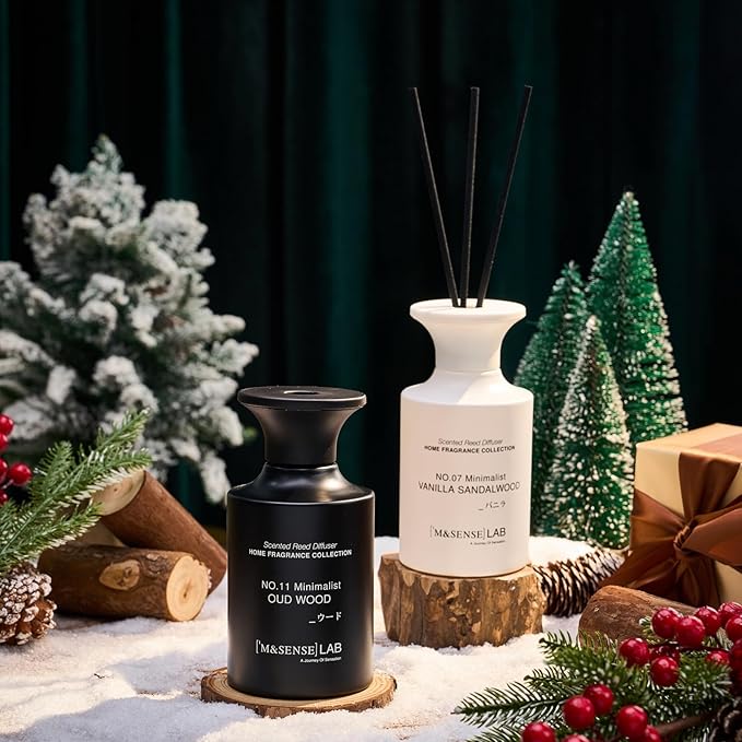 M&SENSE Minimalist Large Reed Diffuser 300ml, Apricot Sage Scented with Natural Essential Oils, Long Lasting with 7 Sticks, Non-Toxic Home Fragrance for Bedroom, Bathroom Decor