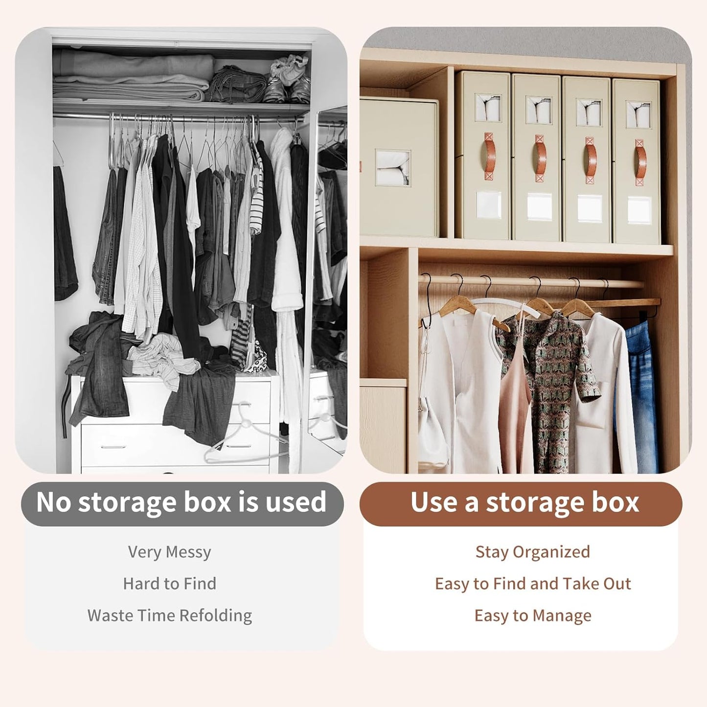 4 Pack Bed Sheet Storage Organizers- Premium Fabric Closet Organizer with Clear View Window, Space-Saving Foldable Design for Queen/King Size Bedsheets, Blankets & Duvet Covers