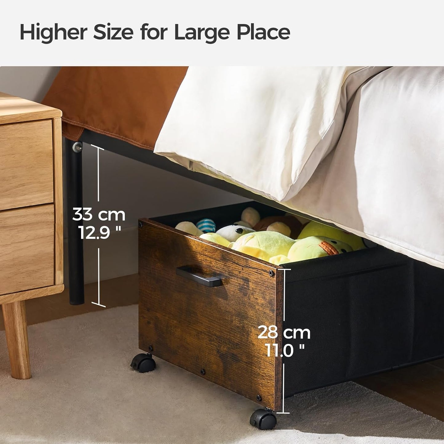 Under Bed Storage with Wheels, Under Bed Storage Containers, UnderBed Drawers with Metal Frame, for Clothes Shoes Blanket