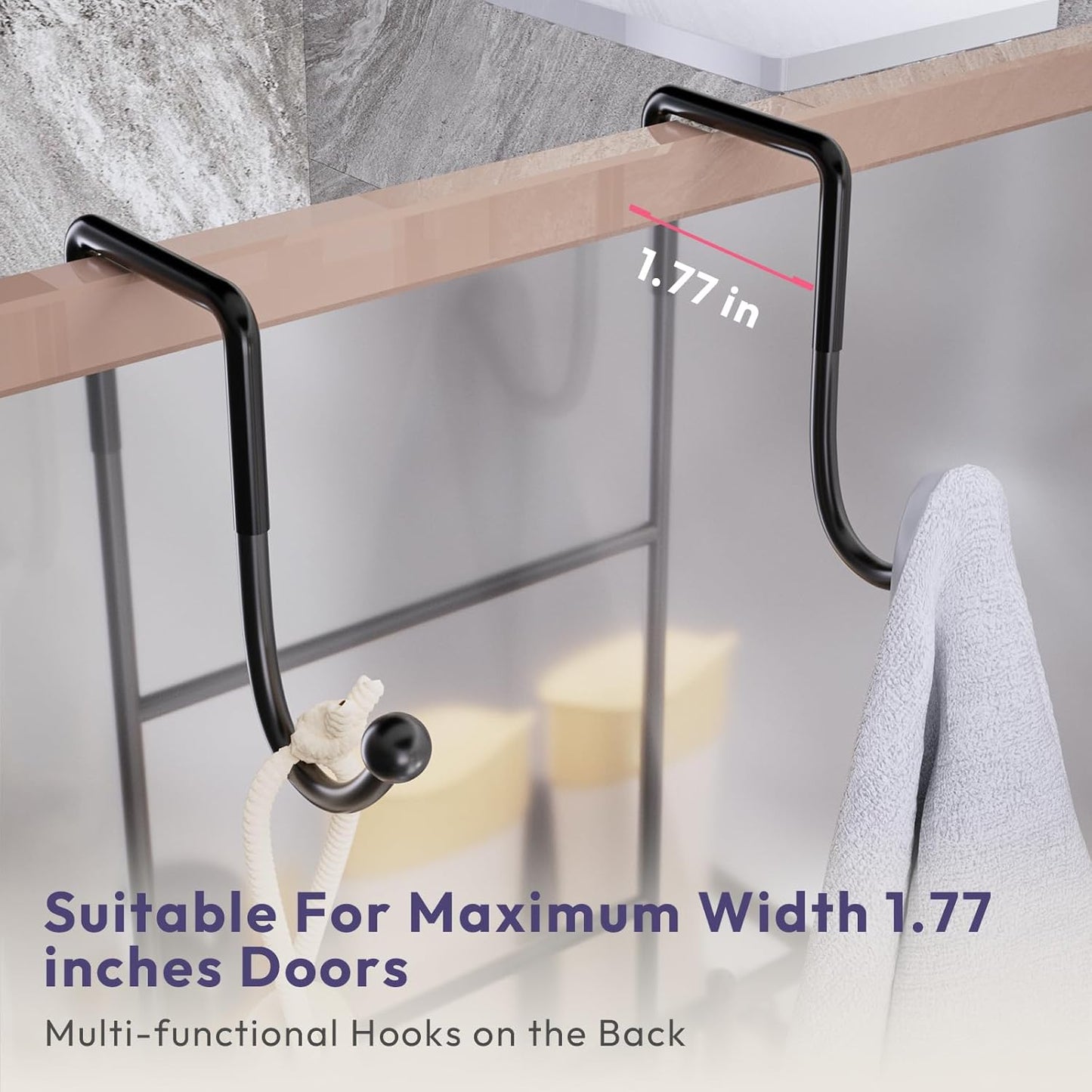 SWTYMIKI Over The Door Shower Caddy With Double Soap Holder, Hanging Shower Caddy With 16 Hooks, No Drilling Hanging Shower Organizer Over Door To Organize Bathroom Essentials, Black