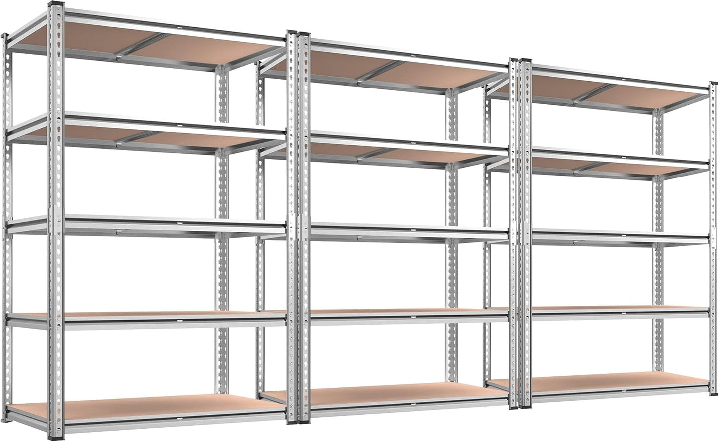 REIBII 2020LBS Garage Shelving Heavy Duty Metal Shelving 5 Tier Storage Shelves, Metal Shelves for Basement, Warehouse, Pantry, Closet, Kitchen, 72" H x 35.55" W x 16" D, Galvanized, 3 Pack