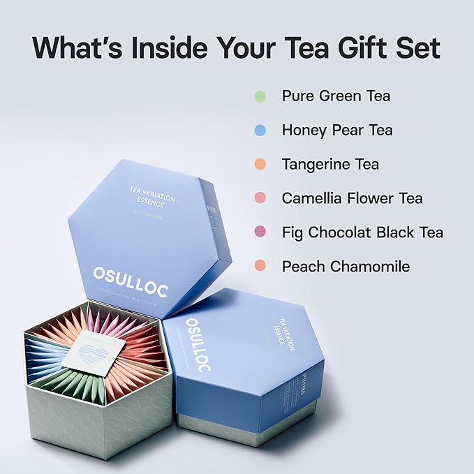 OSULLOC TEA VARIATION ESSENCE (42 Count, 6 Types x 7 ea), Christmas gift guide, Premium Tea Gift Set, Special Thank You Card attached