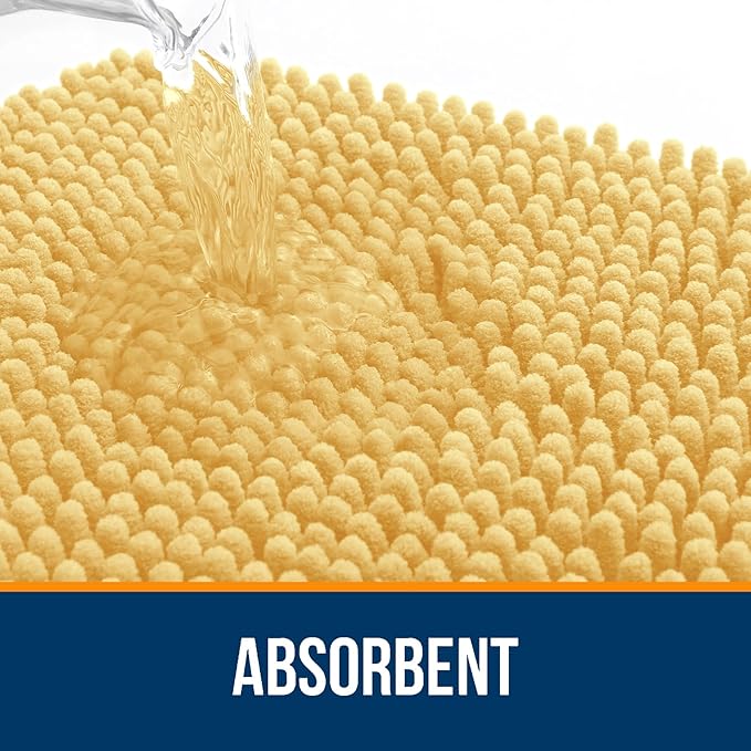 OLANLY Bathroom Rugs 40x32, Extra Soft Absorbent Chenille Bath Rugs, Rubber Backing Quick Dry, Machine Washable Bath Mats for Bathroom Floor, Tub and Shower, Home Decor Accessories, Yellow