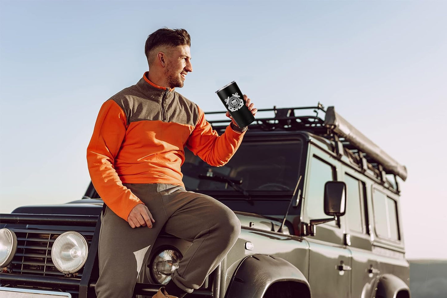 Military Gift Shop 20oz Coast Guard Tumbler, Double-Walled Insulated Steel USCG Coffee Mug with Lid | Coast Guard Gifts | Coast Guard 20oz Tumbler