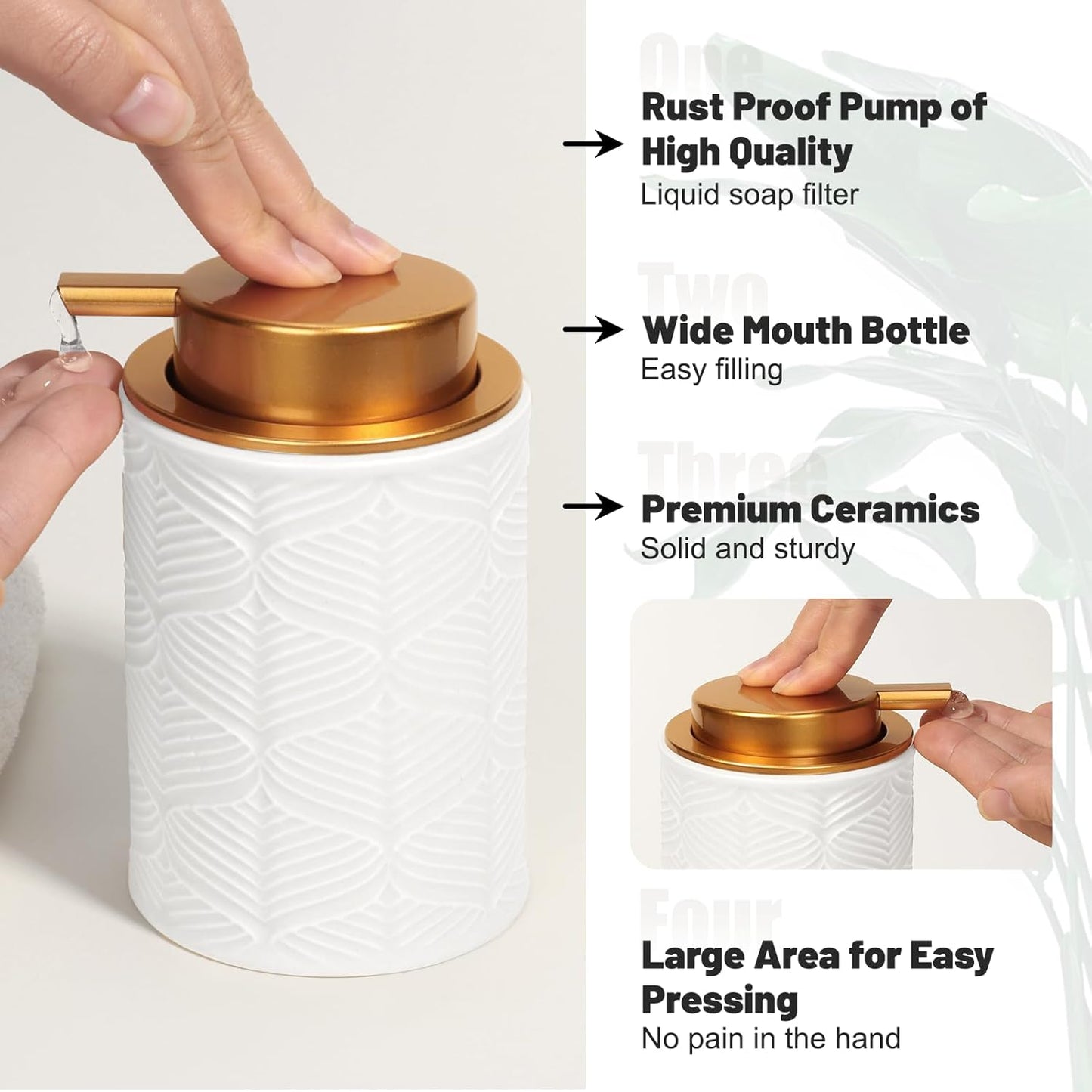 Ceramic Bathroom Accessories Set, 4 Pcs-Includes Lotion Soap Dispenser, Toothbrush Holder, Vanity Tray, and Tumbler, Modern Bathroom Decor Organizer with Soap Dish, Apothecary Jar, White Color