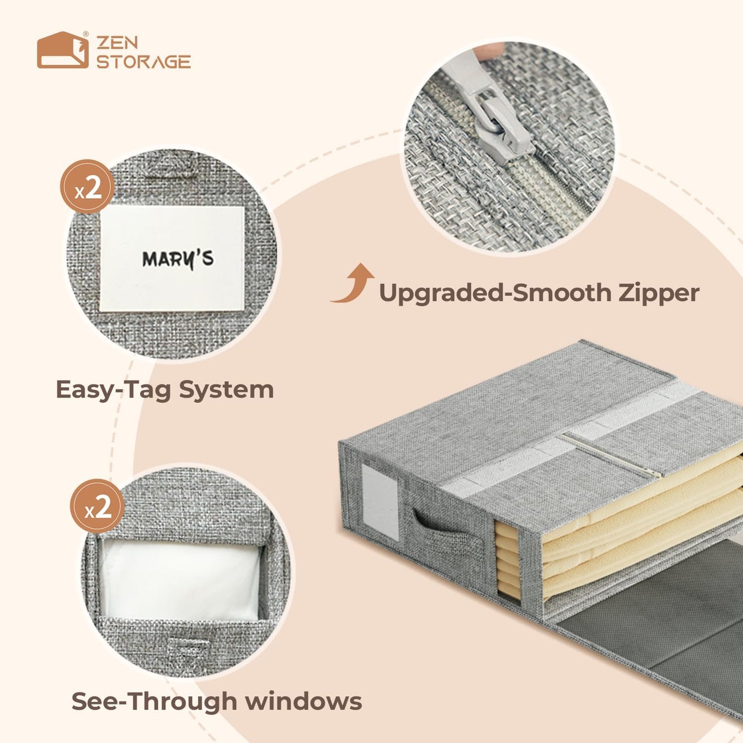 12Pack Sheet Organizers and Storage - King/Queen Size Sheet Storage Organizer with Window, Foldable & Dustproof Sheet Organizer for Linen Closet for Summer Blankets & Sheet Sets,Grey