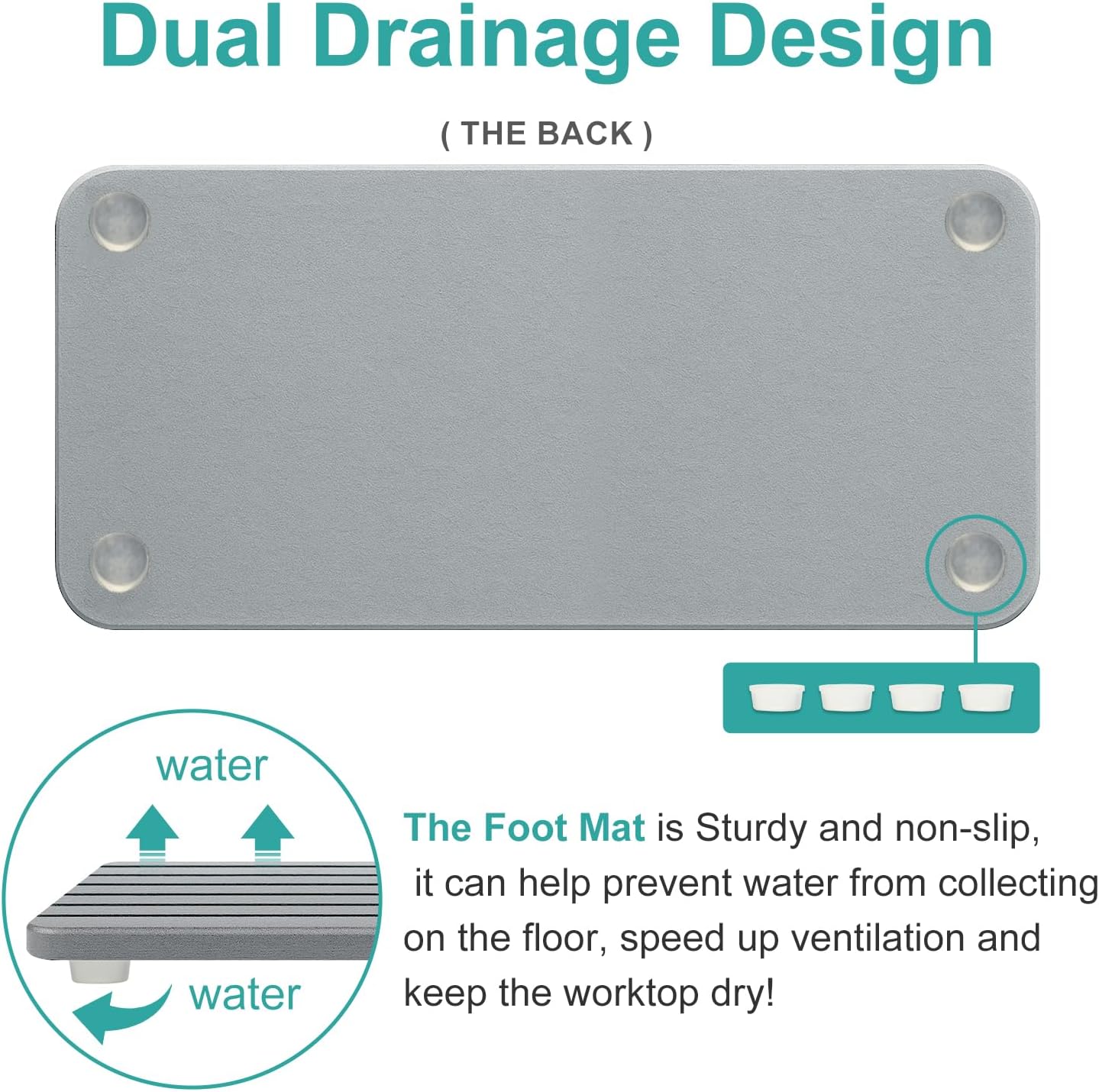 Diatomaceous Earth Dish Drying Mat for Kitchen Sink Bathroom Counter Trays Water Absorbing Stone Drying Tray Diatomite Soap Dish Coasters Absorbent Stone Quick Dry Sink Trays Kitchen Accessories