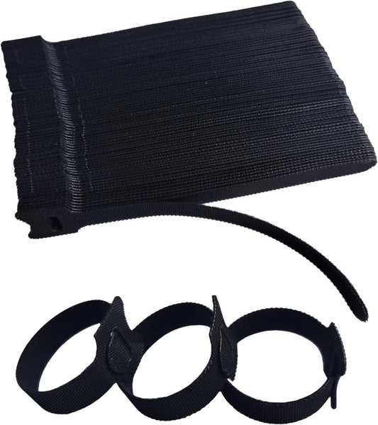 100 PCS 6 Inches Black Reusable Cable Ties, Adjustable Cord Straps, Cable Organizer, Cord Wrap and Hook Loop Cords Management