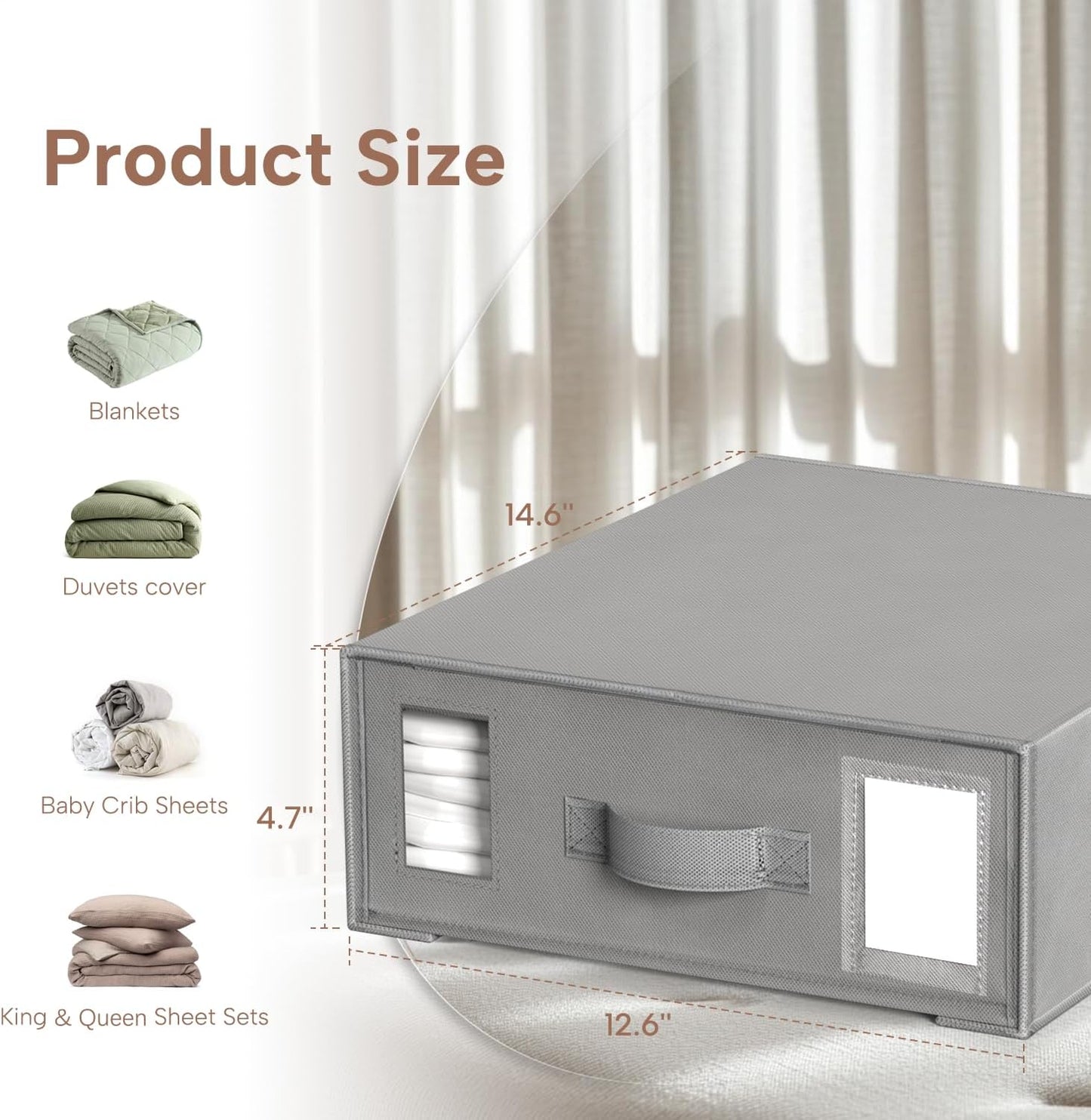 Criusia Bed Sheet Organizers and Storage, 4 Pack Foldable Linen Closet Organizers – Bedding Holder for Sheet Set (King/Queen Sizes), Duvet Covers, Blankets (Grey)