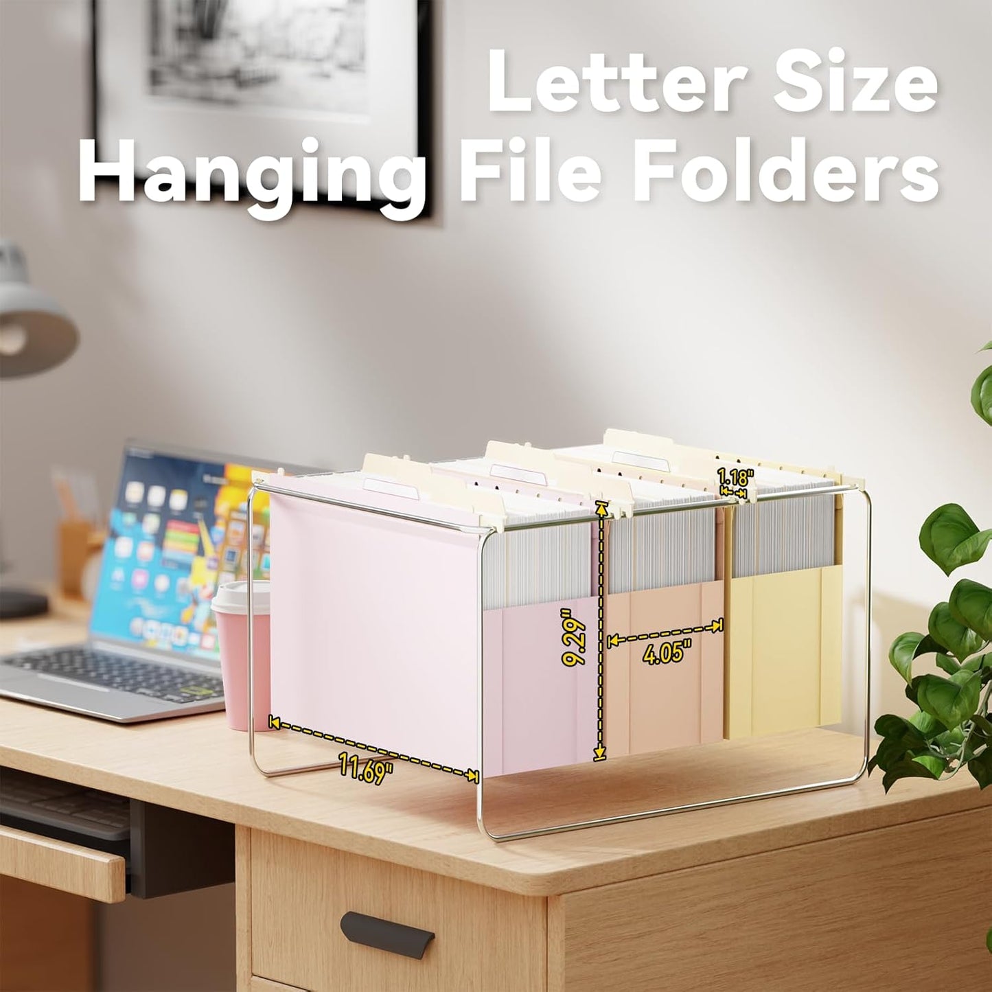 Ansook Plastic Letter Size Hanging File Folders,Heavy Duty 4" Large Capacity File Folder with Tabs,6 Pack Expanding File Cabinet Folders,Reinforced Accordion Hanging Folders for Office(Morandi Color)