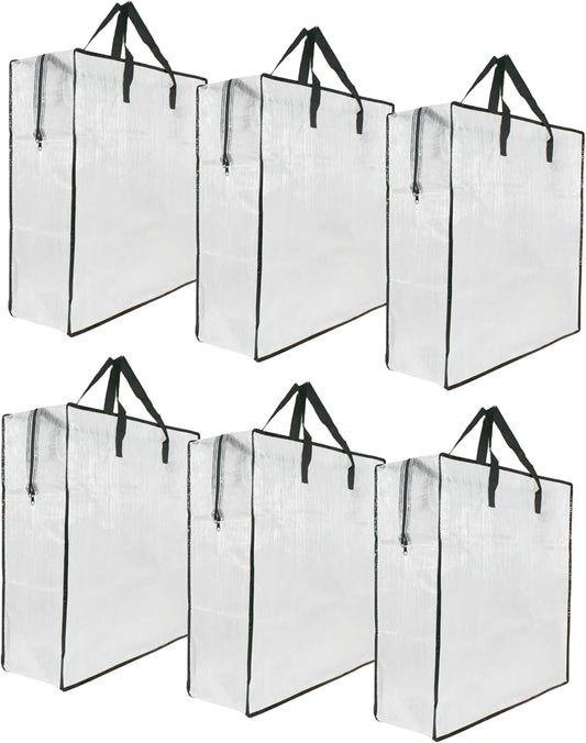 6 Pack Clear Storage Bags with Zipper and Handles, Blanket Bags For Closet Storage, Moving and Packing Supplies for College, Underbed Storage Organizer for Clothes Pillow Bedding Christmas Wreath