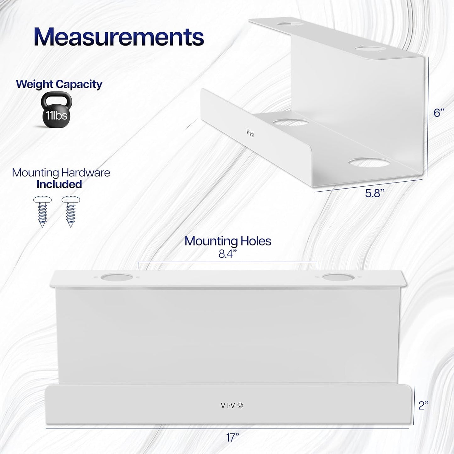 VIVO Under Desk 17 inch Extra Deep Cable Management Trays, Power Strip Holders, Cord Organizers, Wire Tamers for Office and Home, White, 2 Pack, DESK-AC16-2CW