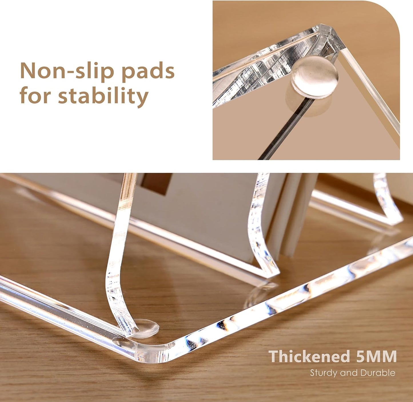 SANRUI Acrylic Desk File Sorter Organizer Holder, 4-Section Clear Vertical Letter File Folder Rack, Notebook Magazine Desktop Binder Mails Storage Bookshelf Upright Divider for Home Office School