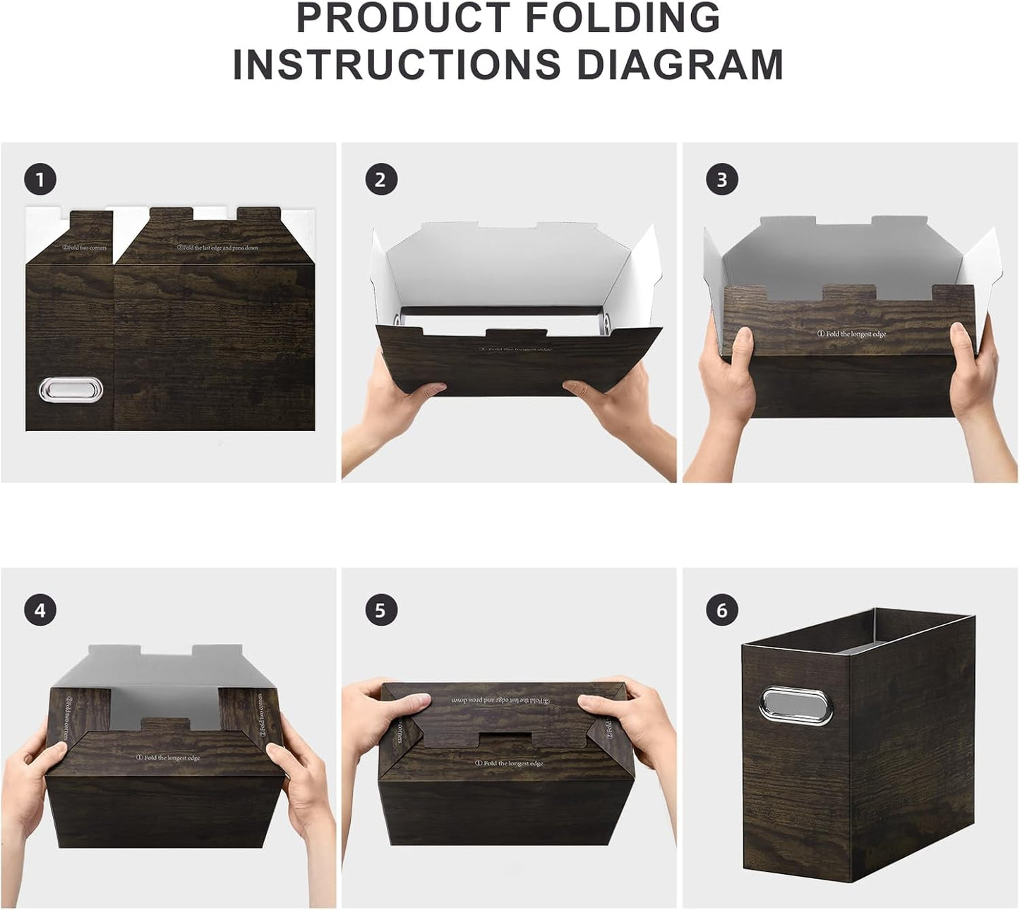 Oterri Cardboard File Organizer Box for Hanging File Folders Letter Size,File Box for Computer Desk,File Cabinet,Working Home,Office,Classroom (Brown Wood Grain Print, Letter Size - 4 Packs)