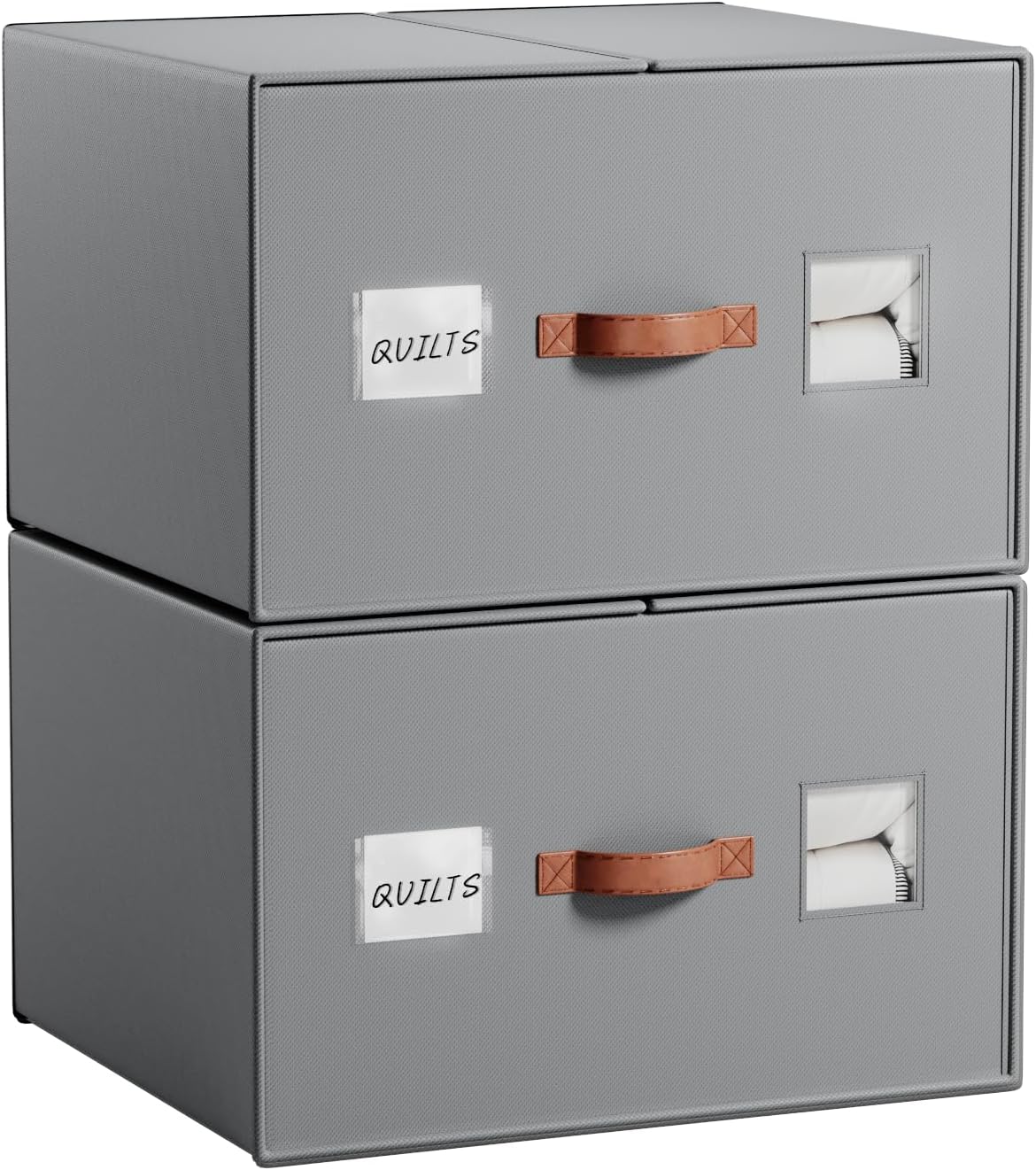 2 Pack comforter Storage Organizers, king&queen size blanket Organizers with Reinforced Walls ，Foldable 21"x18"x11" Space-Saving Design for Bedding Storage & sheet storage