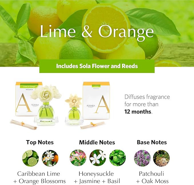 AGRARIA AirEssence & PetiteEssence Flower and Reed Diffuser Set, Luxury Home Fragrance Set, Scented Oil Reed Diffuser Gift for All Occasions