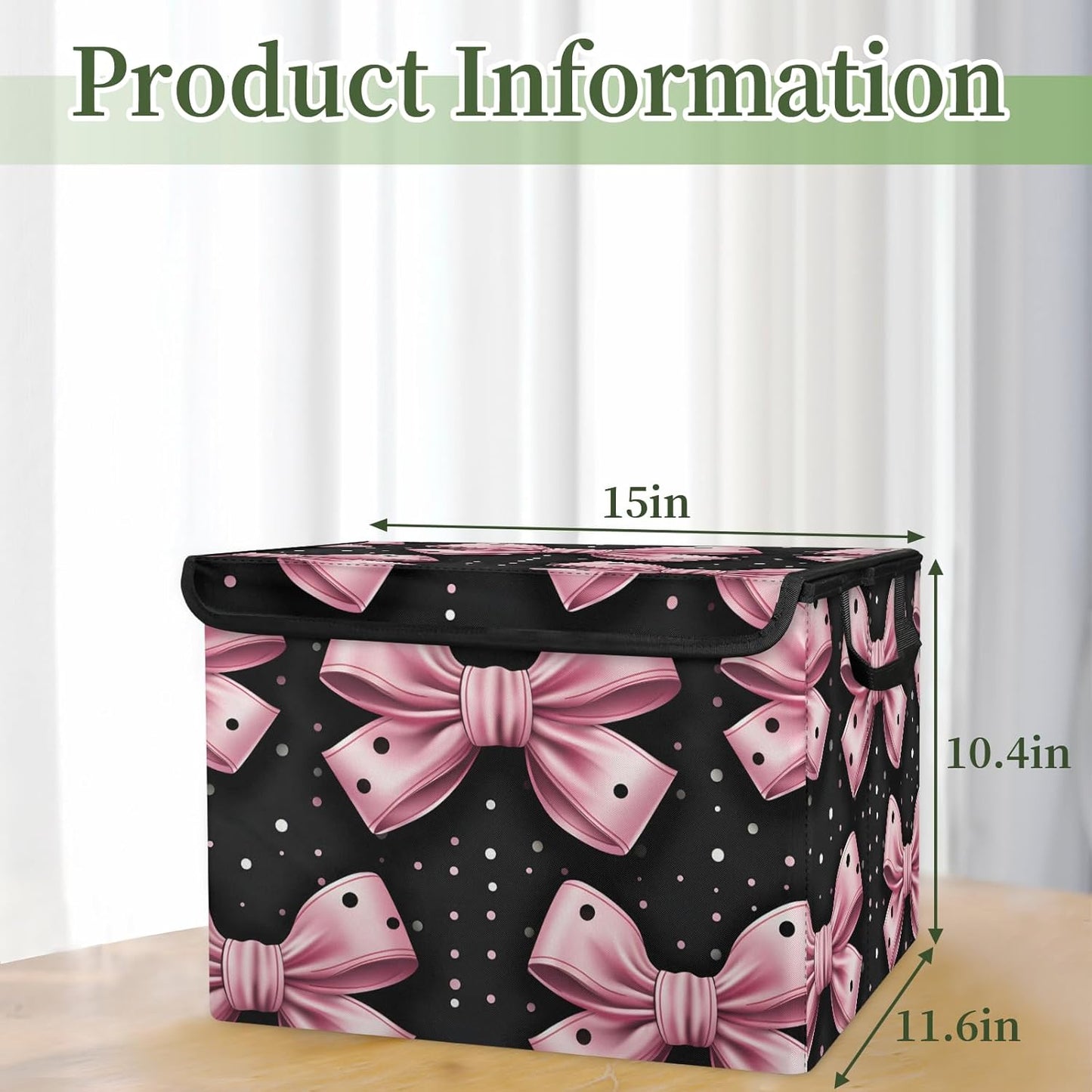 Closet Storage Bins Storage Baskets for Organizing with Flip-Top Lid & Handles, 27 Quart Large Linen Closet Organizers and Storage Cubes, Decorative Wardrobe Boxes for Organization (Pink Bows)