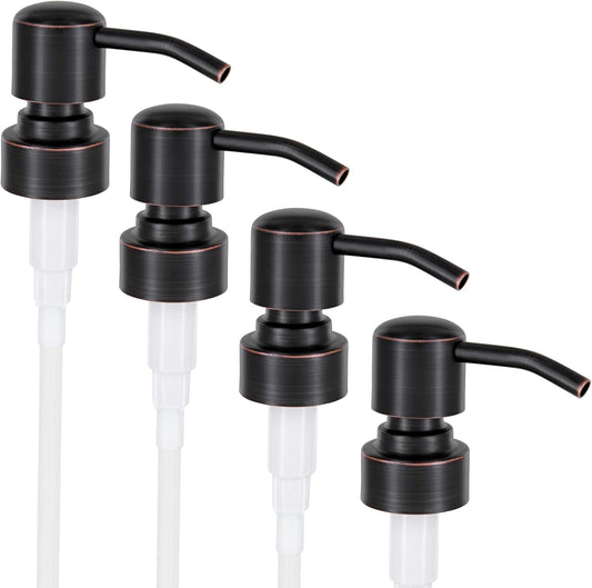 ALTGLAS Four Pack - 4X Stainless Steel Soap Dispenser Pump 'Zagreb' as Replacement for Liquid Hand Soap Bottles (Black Copper Oil-Rubbed) - Fits e.g. Jack Bottle