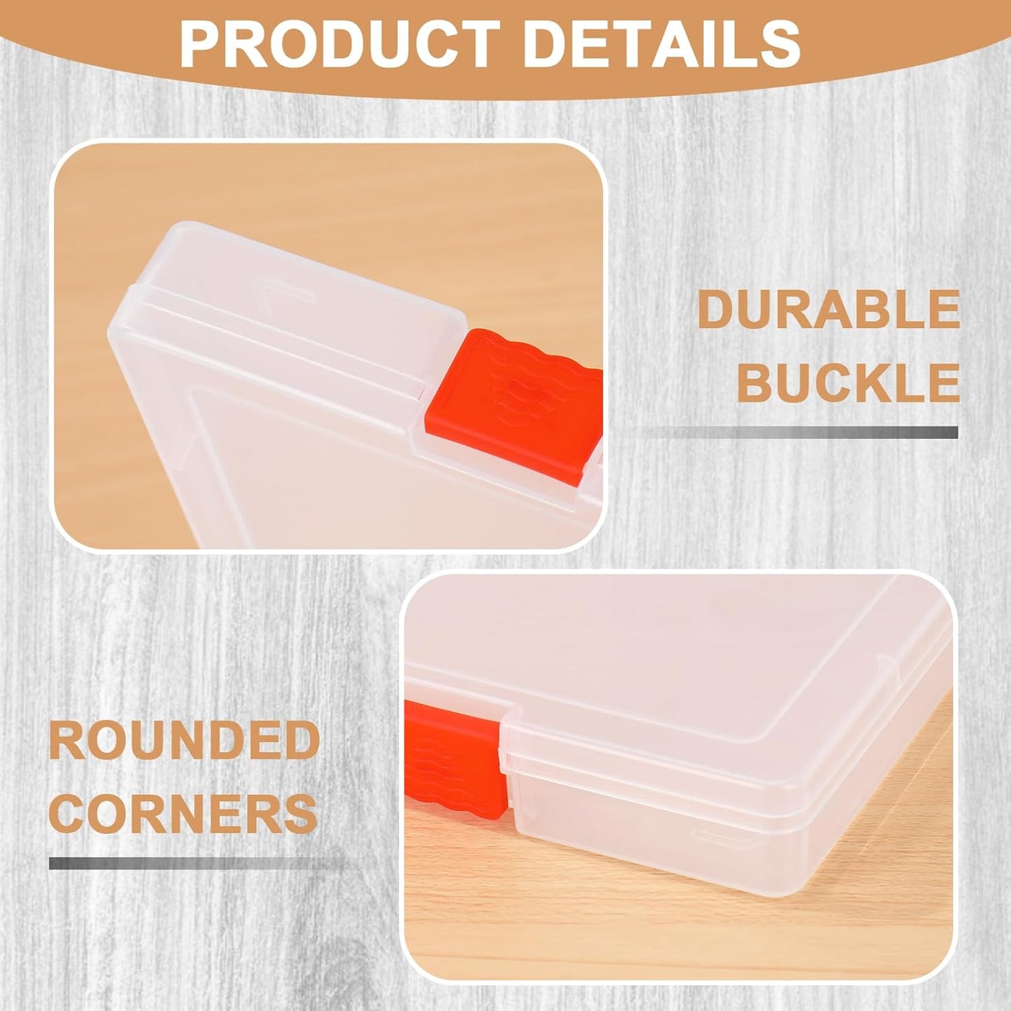 Scrapbook Paper Storage Box 12.7 x 12.4 x 1 Inch Clear Plastic Organizer for Craft Letter Paper Cardstock Documents Office School Supplies, 4 Pack