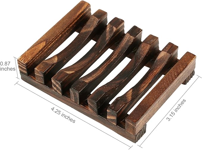 Anwenk 3Pack Soap Dish Wooden Soap Saver Holder Soap Tray for Bathroom Shower Rectangular Sink Drainer Hand Craft for Soap,Sponges and More