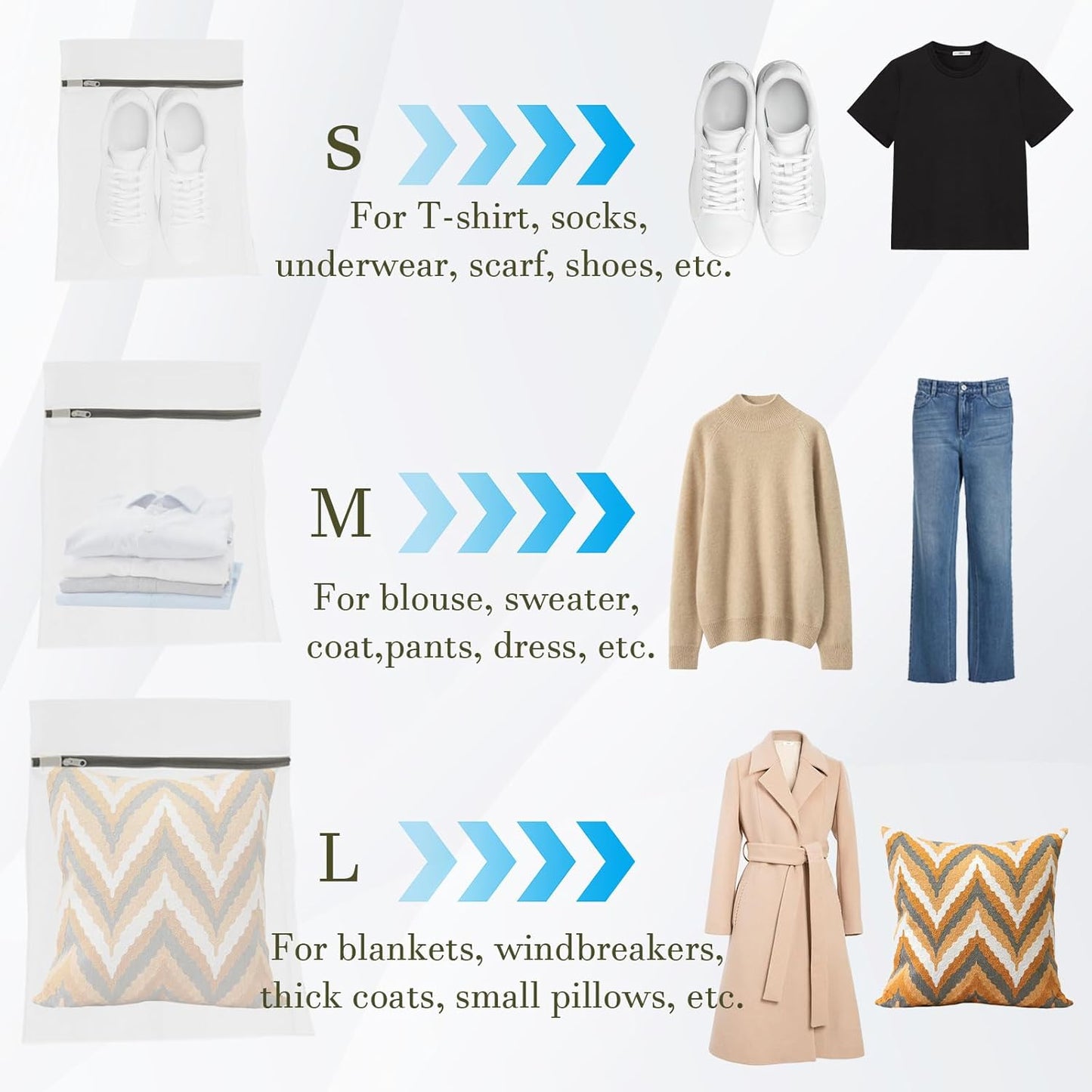 3Pcs Mesh Laundry Bags with Sturdy Zipper, Durable Laundry Room Essentials, Travel Storage Organize Bag, Clothing Laundry Delicates Washing Bags for laundry, Blouse(3 Large), XYD-CC