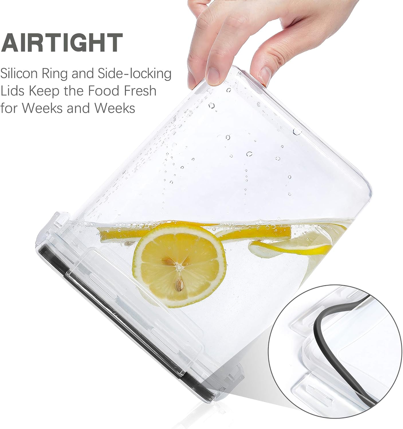 Large Food Storage Containers with Lids Airtight 5.2L /176Oz, for Flour, Sugar, Baking Supply, 3PCS BPA Free Plastic Canisters for Kitchen Pantry Organization