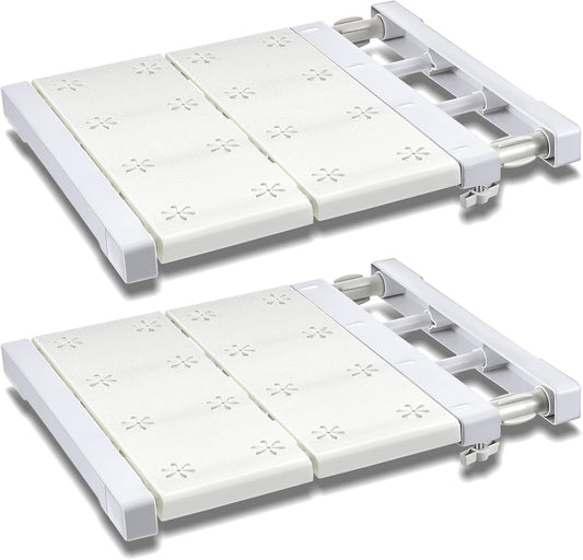 Gerrii 2 Pcs Closet Tension Shelf Rod Expandable Shelf Locker Organizer Adjustable Metal Storage Rack Scalable Layered Divider Separator for Cabinet Wardrobe Kitchen Bathroom (28.74''-49.21'')