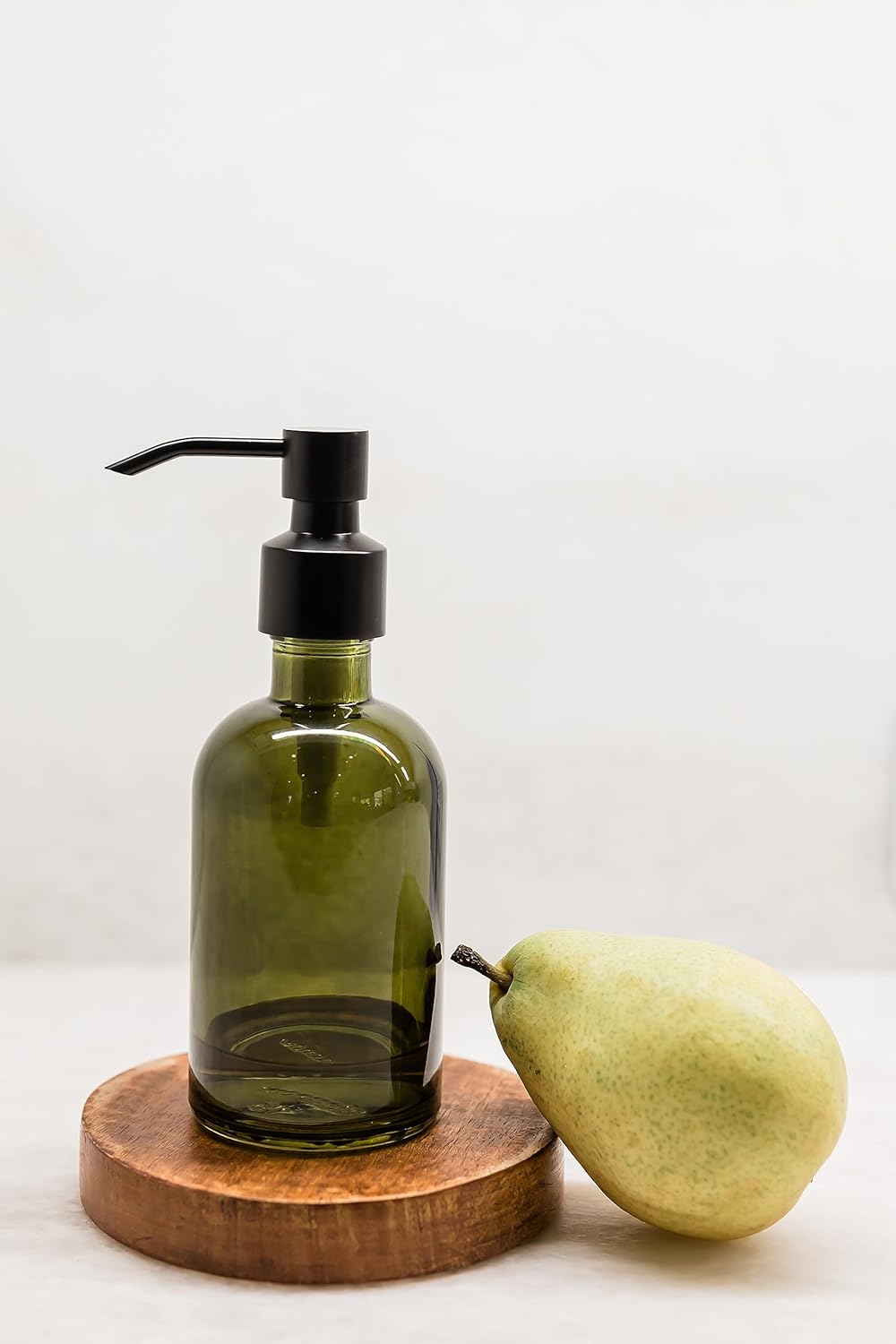 Rail19 Forest Green Glass Lotion & Soap Dispenser with Metal Pump, 8oz (Cali Black)