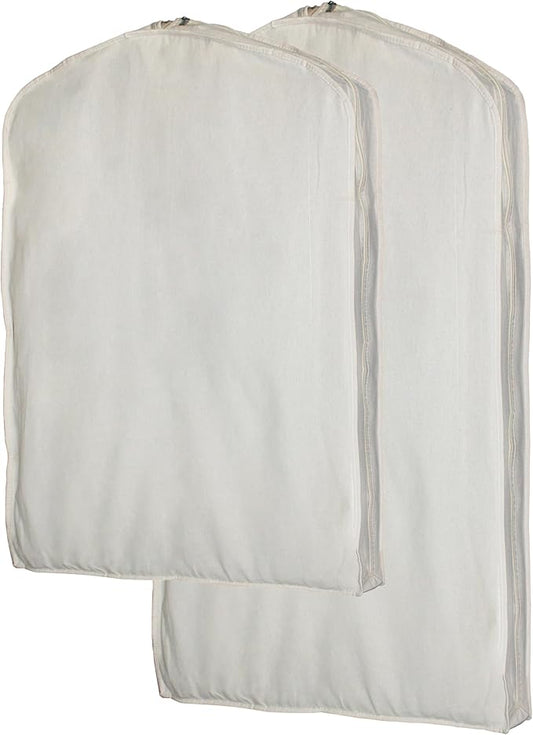 100% cotton canvas garment bags for closet storage and travel 4" Gussets bags with Side Zipper for clothes,coats,jackets,shirts,dresses garment cover for hanging clothes storage (24*43*4" &24*60*4")