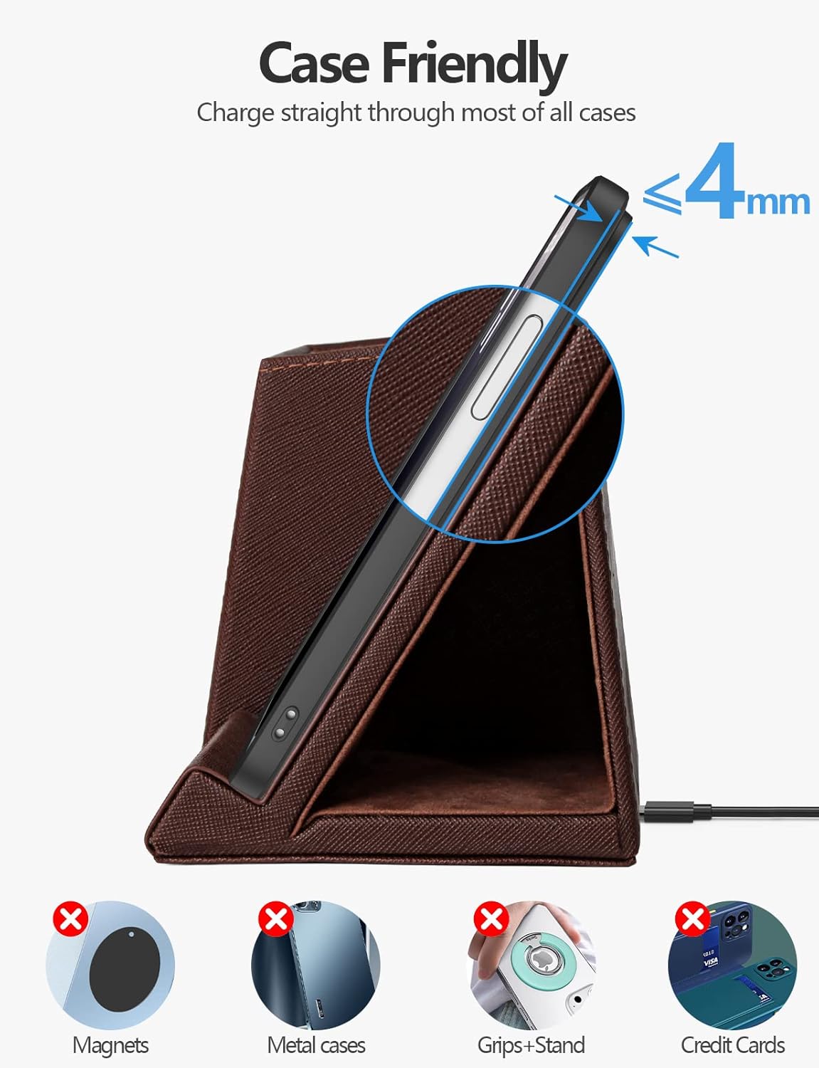 Pen Holder with Wireless Charger, Compatible with iPhone 17/16/15/14/13/12/11/8 Series, Pencil Holder Phone Stand for Desk Home Office, Men Gift Husband Wife Anniversary Dad Birthday Idea Gadget