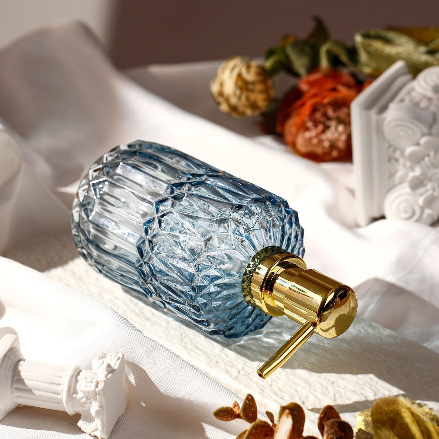 Soap Dispenser with Pump, Refillable Liquid Hand Soap Dish Soap Dispensers for Bathroom Counter, Kitchen Sink (Blue)