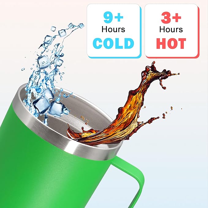 20 oz Tumbler with Handle and Lid, Stainless Steel Tumbler Insulated Travel Coffee Mug, Spill Proof Double Wall Vacuum Tumbler Cup Keep Drink Hot & Cold, Mix, 12 Pack